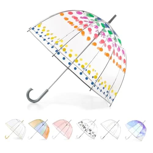 Totes Signature Clear Bubble Umbrella | 129.5 cm (51 in) Canopy | Auto Open Stick Umbrella with J-Handle thumbnail 1