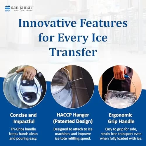 San Jamar Saf-T-Ice Bucket 6 Gallon (18.9 L) Blue | Commercial Ice Tote with HACCP Hook & Drying Hanger thumbnail 3