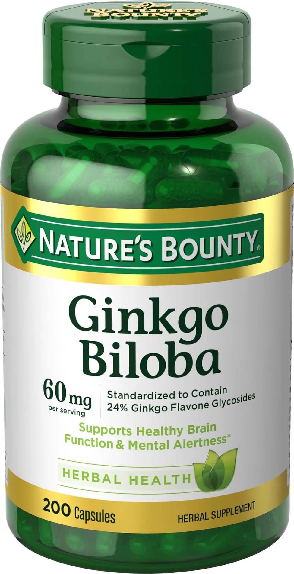Nature's Bounty Ginkgo Biloba Herbal Supplement 60 Mg | Supports Brain & Memory - main product image
