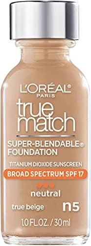 L'Oreal Paris True Match Super-Blendable Liquid Foundation, True Beige N5, 30ml (1 Fl Oz) | Natural Finish, SPF 19 thumbnail 1