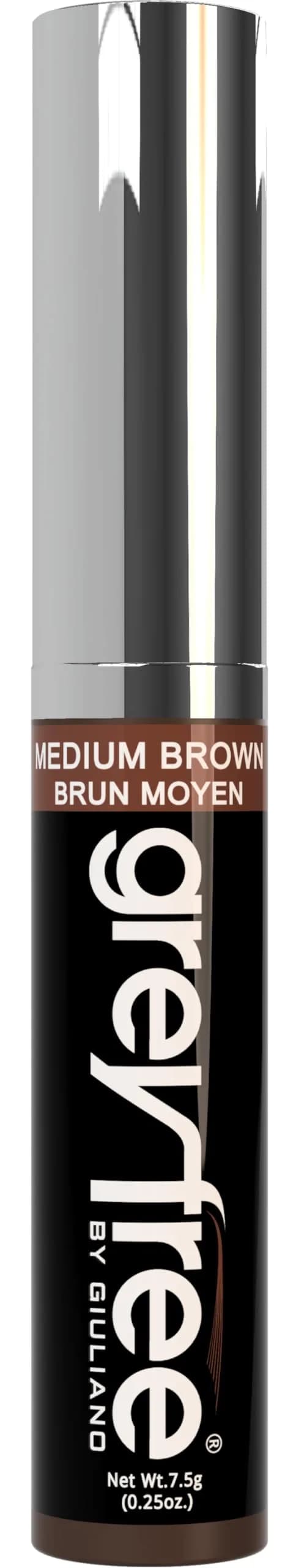Greyfree Medium Brown Hair Mascara Root Touch-Up for Gray Hair | Precision Hairline Concealer for Brows & Beard (7.4ml / 0.25 Fl Oz) - main product image