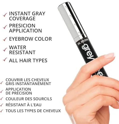 Greyfree Medium Brown Hair Mascara Root Touch-Up for Gray Hair | Precision Hairline Concealer for Brows & Beard (7.4ml / 0.25 Fl Oz) thumbnail 5