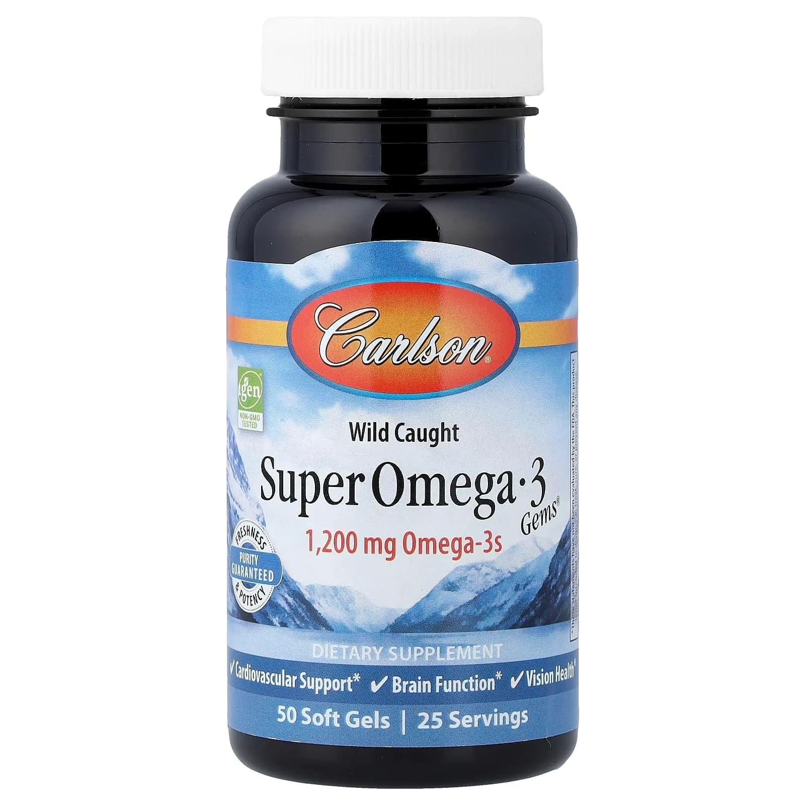 Carlson Super Omega-3 Gems 50 Softgels | 1200 mg EPA & DHA | Heart & Brain Support - main product image