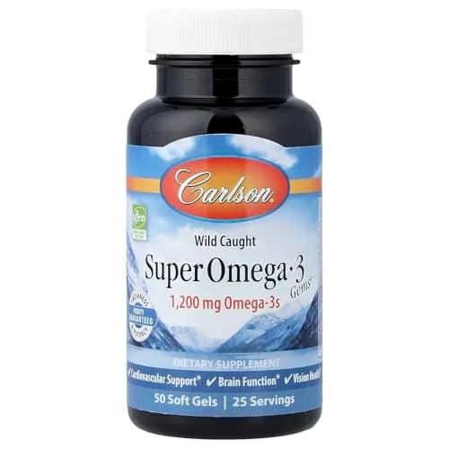 Carlson Super Omega-3 Gems 50 Softgels | 1200 mg EPA & DHA | Heart & Brain Support thumbnail 1