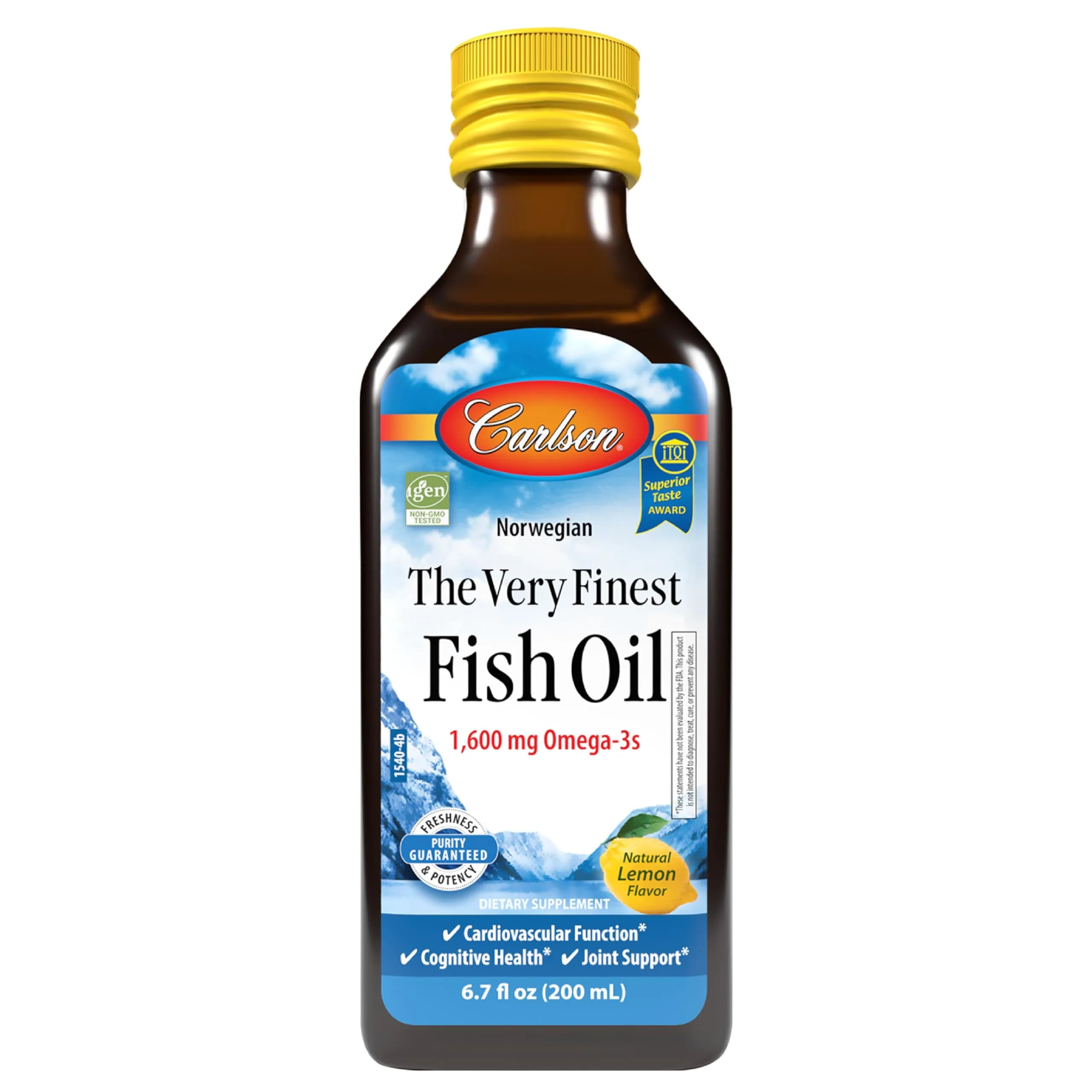 Carlson The Very Finest Fish Oil Liquid 500ml (16.9 Fl Oz) | 1600mg Omega-3s for Heart, Brain, Joints — Multicolor