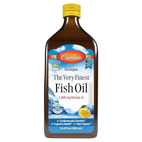 Carlson The Very Finest Fish Oil Liquid 500ml (16.9 Fl Oz) | 1600mg Omega-3s for Heart, Brain, Joints thumbnail 1