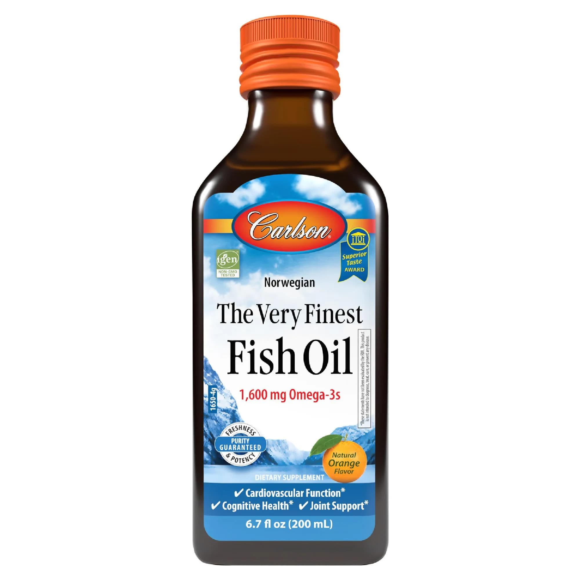 Carlson The Very Finest Fish Oil Liquid 200ml (6.7 Fl Oz) | 1600mg Omega-3s for Heart, Brain, Joints - main product image