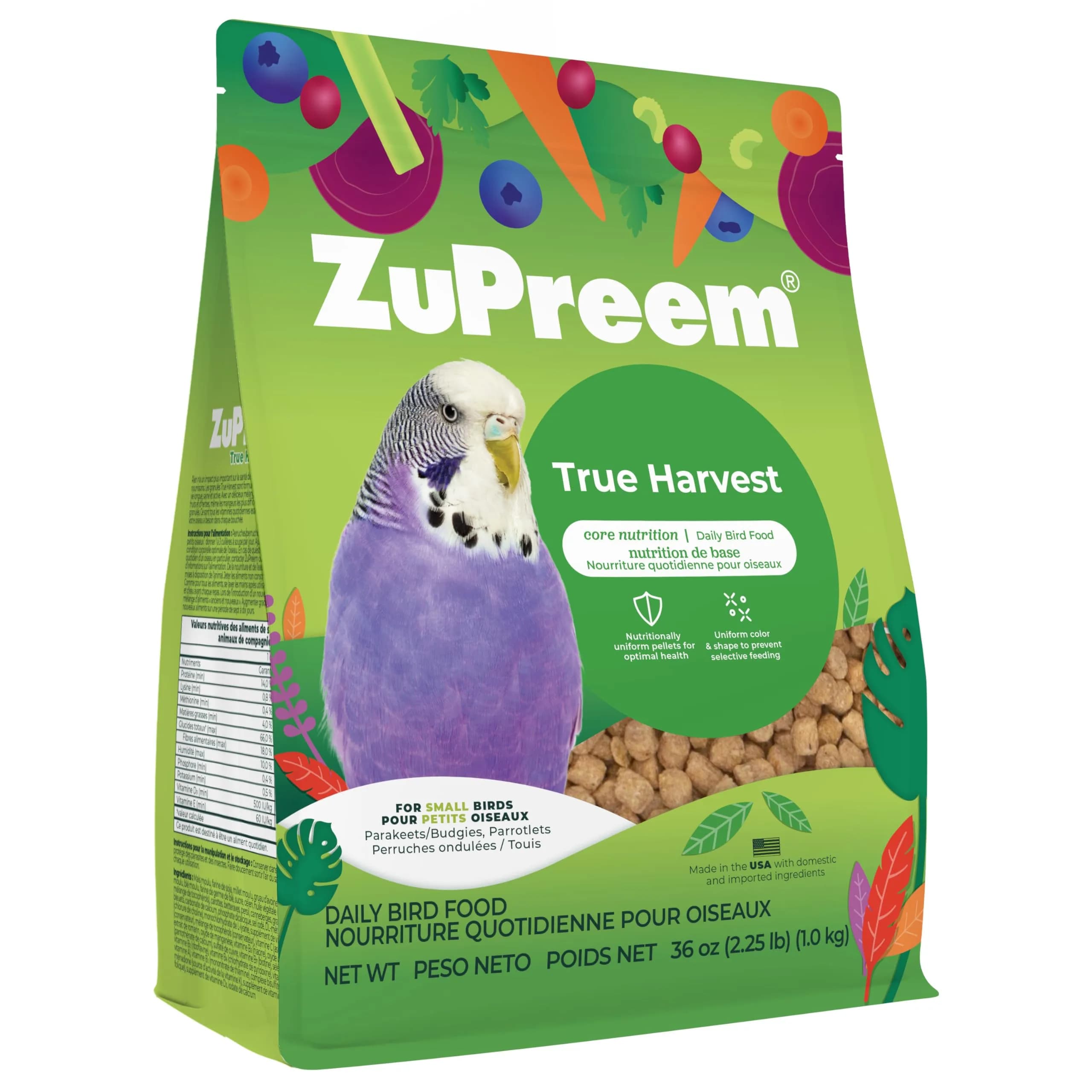 ZuPreem Smart Selects Parakeet & Budgie Food 907g (2 lb) | Balanced Nutrition for Small Birds — 2.25 Pound