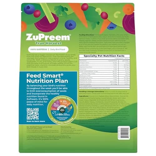 ZuPreem True Harvest Parakeet & Budgie Food, 2.25 lb | Natural Bird Pellets for Small Birds thumbnail 9