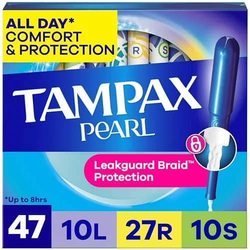 Tampax Pearl Tampons Multipack Light/Regular/Super Absorbency 47 Count | Dermatologist Tested Tampon thumbnail 1
