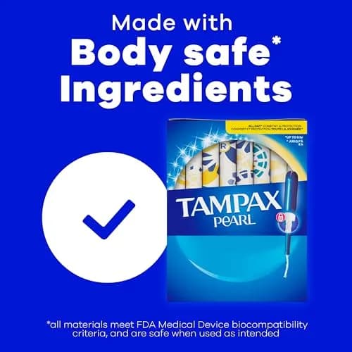 Tampax Pearl Tampons Multipack Light/Regular/Super Absorbency 47 Count | Dermatologist Tested Tampon thumbnail 6