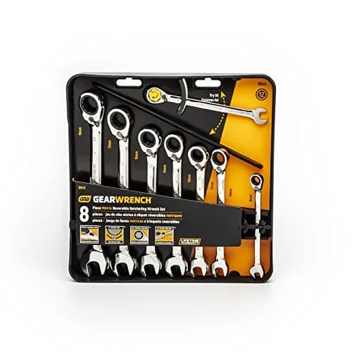 GEARWRENCH 8 Pc 72T Reversible Ratcheting Combination mm Wrench Set | Alloy Steel, 8mm-19mm, Polished thumbnail 9