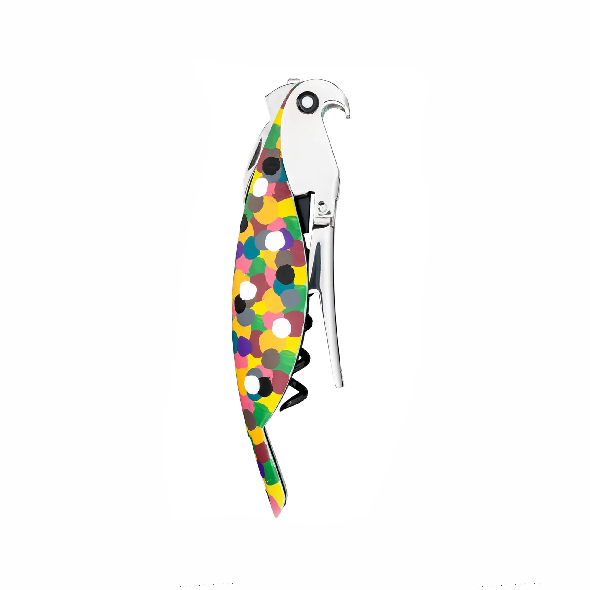 Alessi AAM32 1 Parrot Corkscrew, Cast Aluminum & PC, Multicolour | Designer Waiter Corkscrew for Home & Professional Use