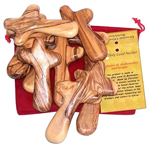 Holy Land Market Olive Wood Comfort Cross 4 Inch | Handcrafted Bethlehem Faith Symbol thumbnail 8