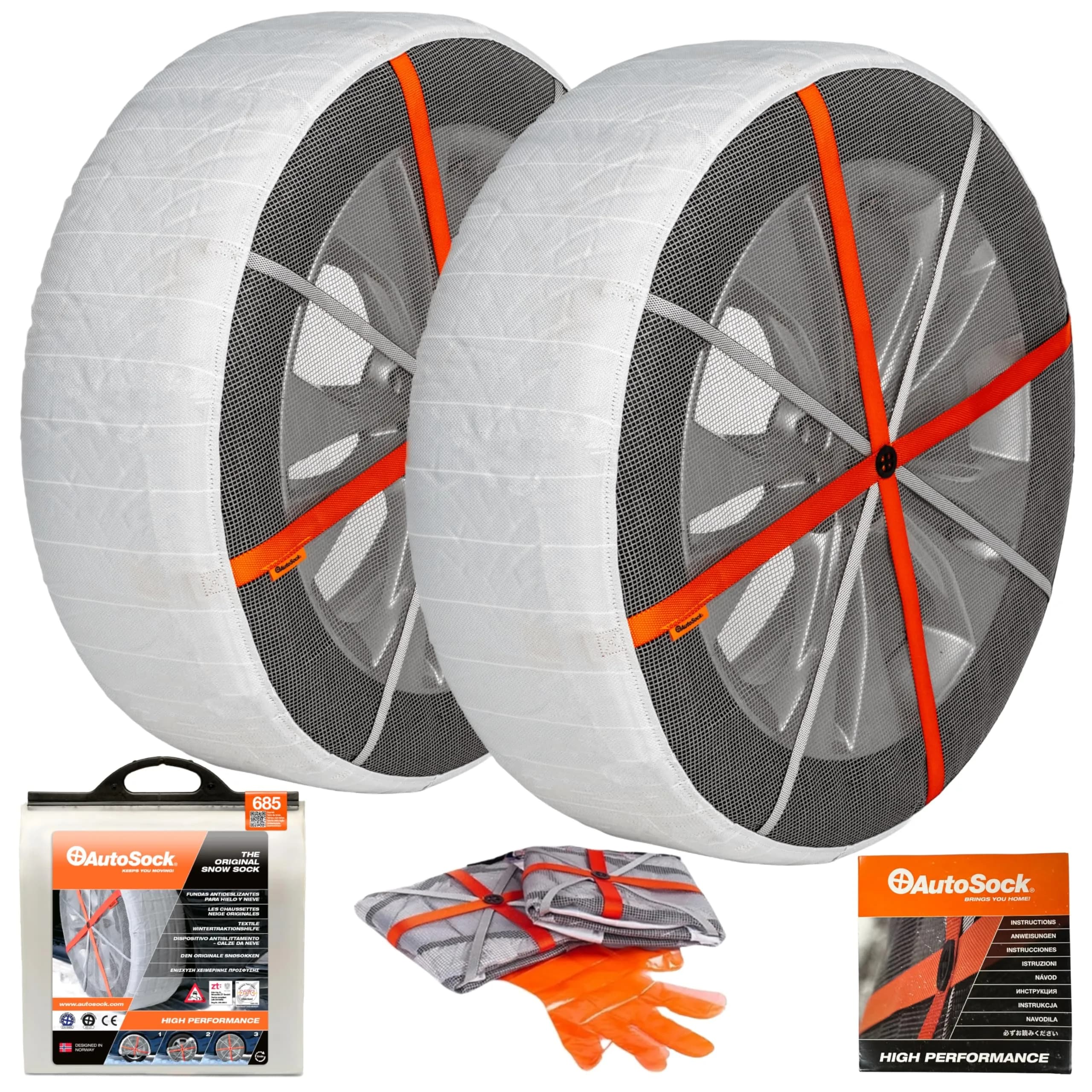 AutoSock HP685 Snow Socks for Passenger Vehicles | Reusable Winter Tire Traction Device (70-120c)