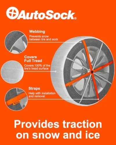 AutoSock HP685 Snow Socks for Passenger Vehicles | Reusable Winter Tire Traction Device (70-120c) thumbnail 2