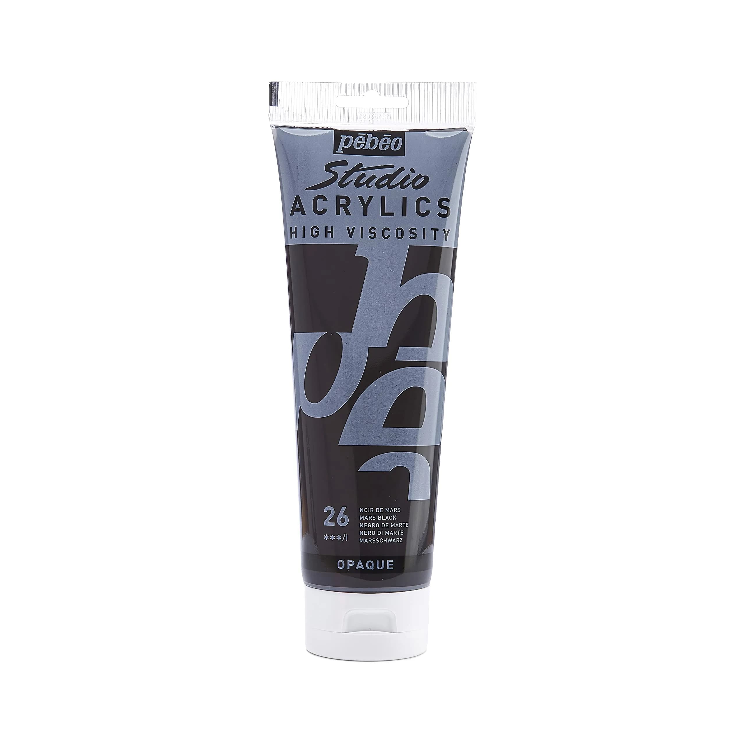 PEBEO Studio Fine Acrylics Paint - High Viscosity, Versatile & Adherent, 250ml Tube - Mars Black - main product image