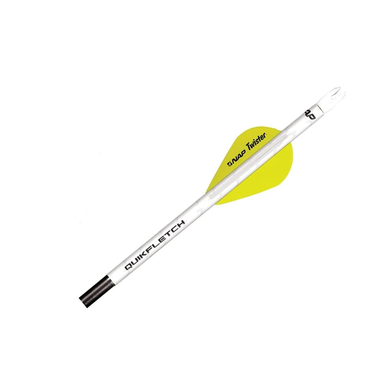 New Archery Products Quikfletch Twister 2" 3-Vane Fletching 6-Pack | Easy Arrow Building for Accuracy — WHITE Tube, Yellow/White Vanes