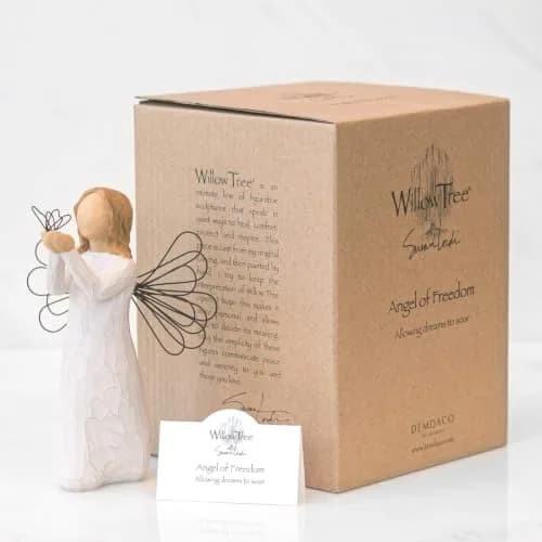 Willow Tree Angel of Freedom Sculpted Hand-Painted Figurine 5x5 in Natural, Inspirational, Hand-Carved thumbnail 5