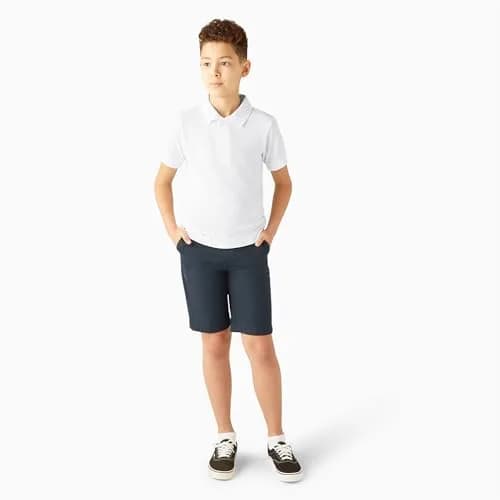 Dickies Big Boys' Short Sleeve Pique Polo Shirt, White, Small (8) | Durable Cotton, Easy Care, Tagless Label thumbnail 4