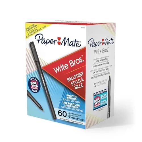 Paper Mate Write Bros. Ballpoint Pens, Black Ink, Medium Point (1.0mm), 60 Count | Smooth Writing Bulk Pack thumbnail 1
