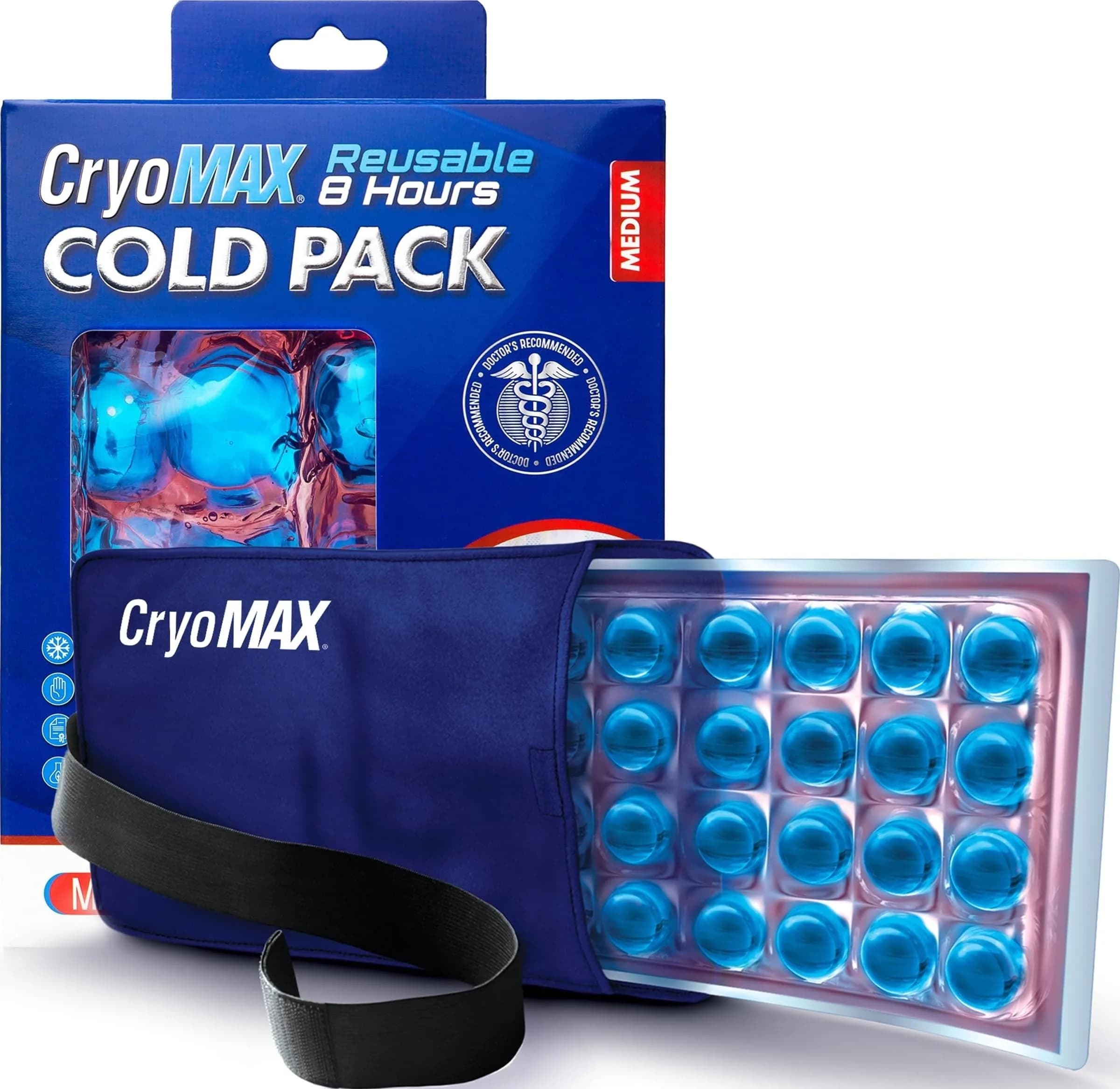 Cryo-Max Cold Pack Medium 6" x 12" (1 Count) | 8-Hour Reusable Cold Therapy for Elbows, Knees, Neck