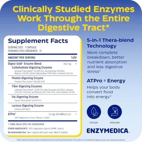 Enzymedica Digest Gold, Maximum Strength, 21 Capsules | Supports Digestion & Energy thumbnail 2