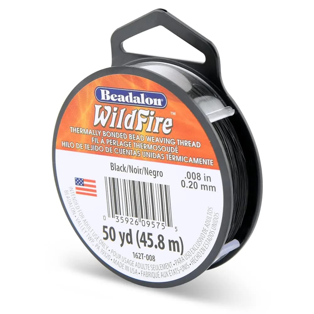 Beadalon Wildfire Beading Thread Jewelry Line 0.15 mm (50 yd / 45.72 m) | 10 lb Break Strength — Black / 0.008 in / 50 yd