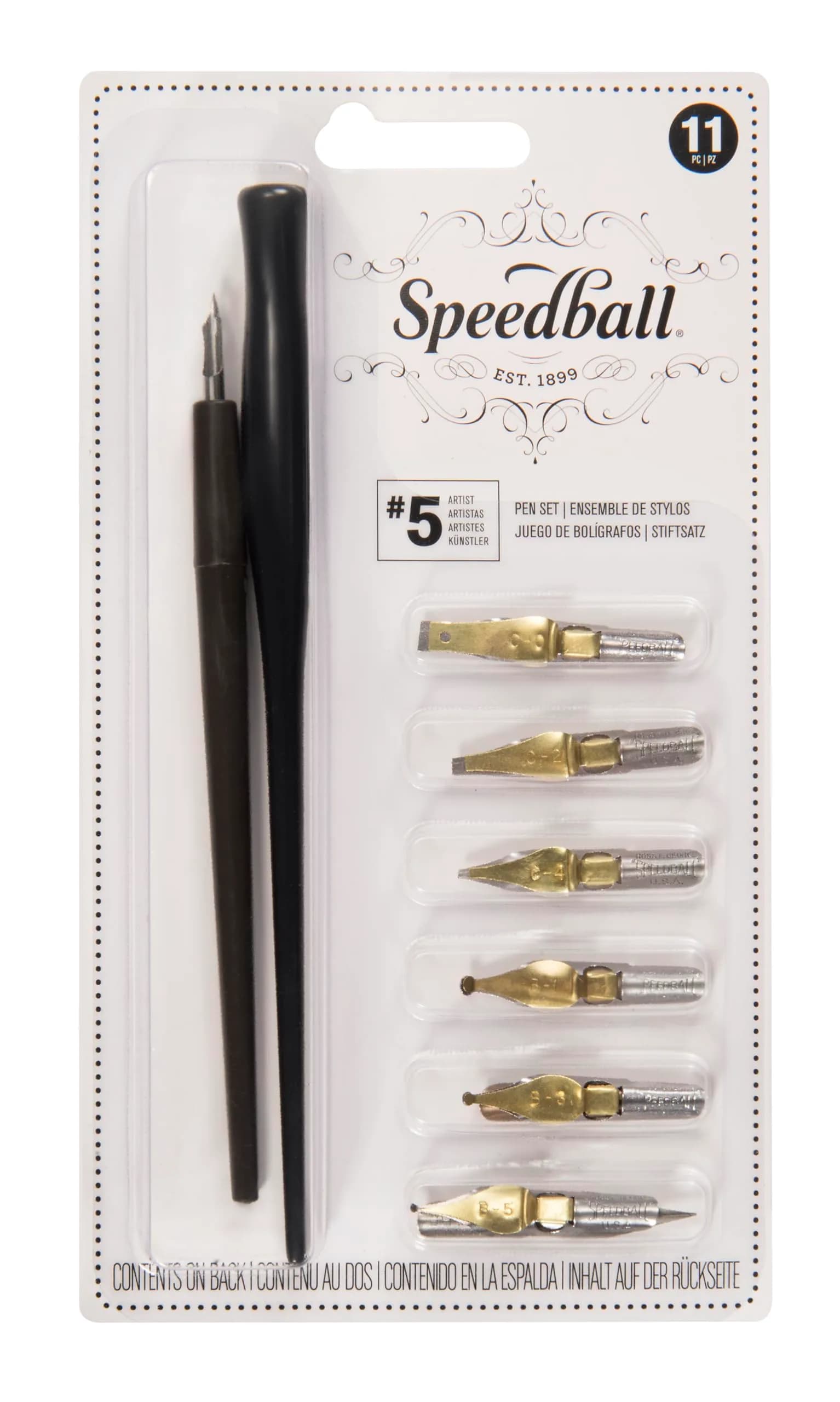 Speedball No. 5 Artists Pen Set - 2 Penholders & 8 Nibs | Calligraphy, Lettering, Sketching