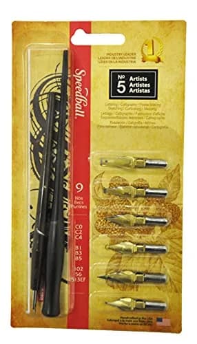 Speedball No. 5 Artists Pen Set - 2 Penholders & 8 Nibs | Calligraphy, Lettering, Sketching thumbnail 3