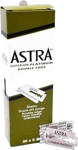 ASTRA Platinum Double Edge Safety Razor Blades,100 Blades (20 x 5) | Long-lasting, smooth shave for men thumbnail 1
