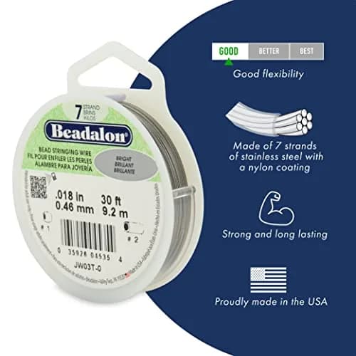Beadalon 7-Strand Stainless Steel Beading Wire, 0.51 mm (0.020 in) Gold, 9.2 m (30 ft) | USA-Sourced for Durable Jewelry Making thumbnail 2
