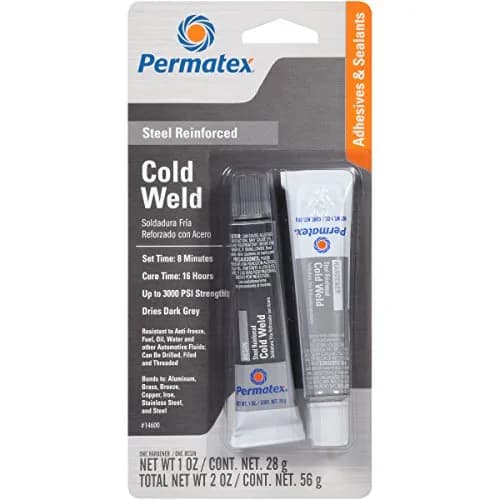 Permatex Cold Weld Bonding Compound 2x1 oz. Tubes | 3000 PSI Steel Shear Strength, Drills, Paints, Sands thumbnail 1