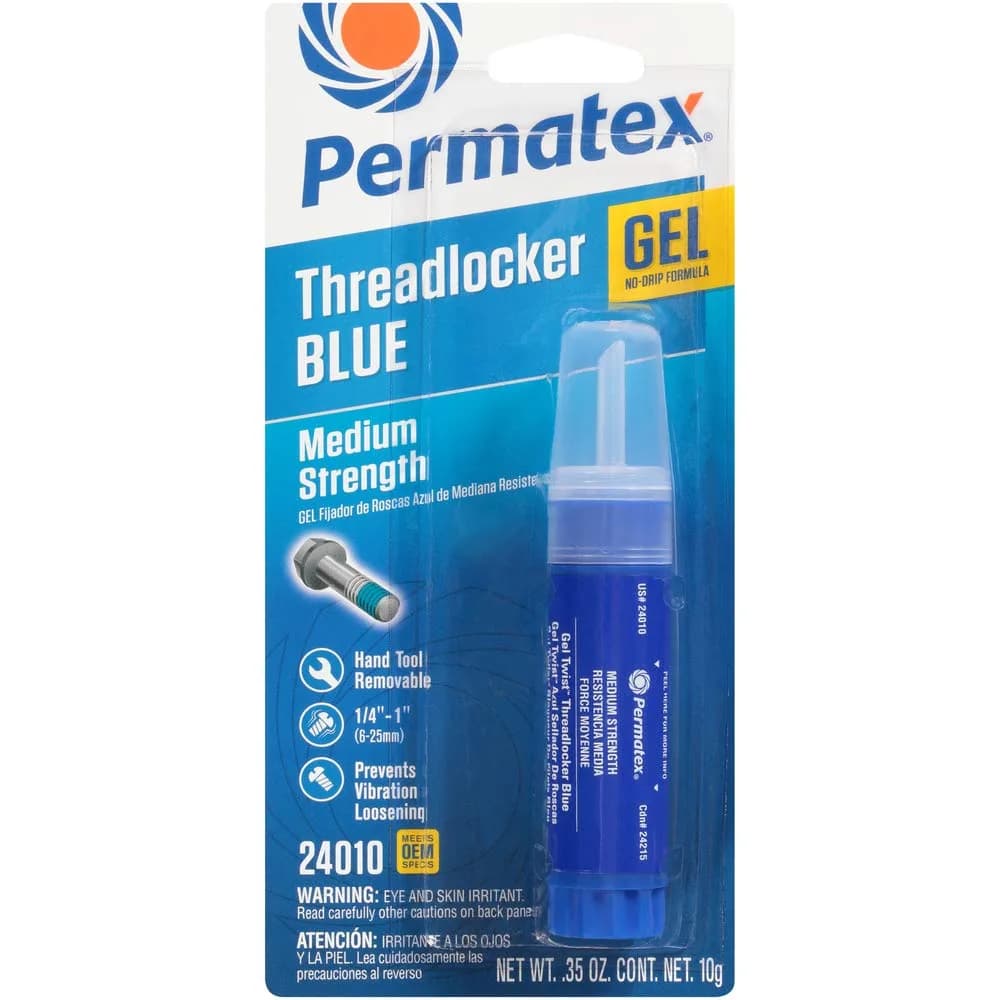 Permatex Blue Threadlocker Gel 10 g | Medium Strength, Vibration-Resistant, Removable
