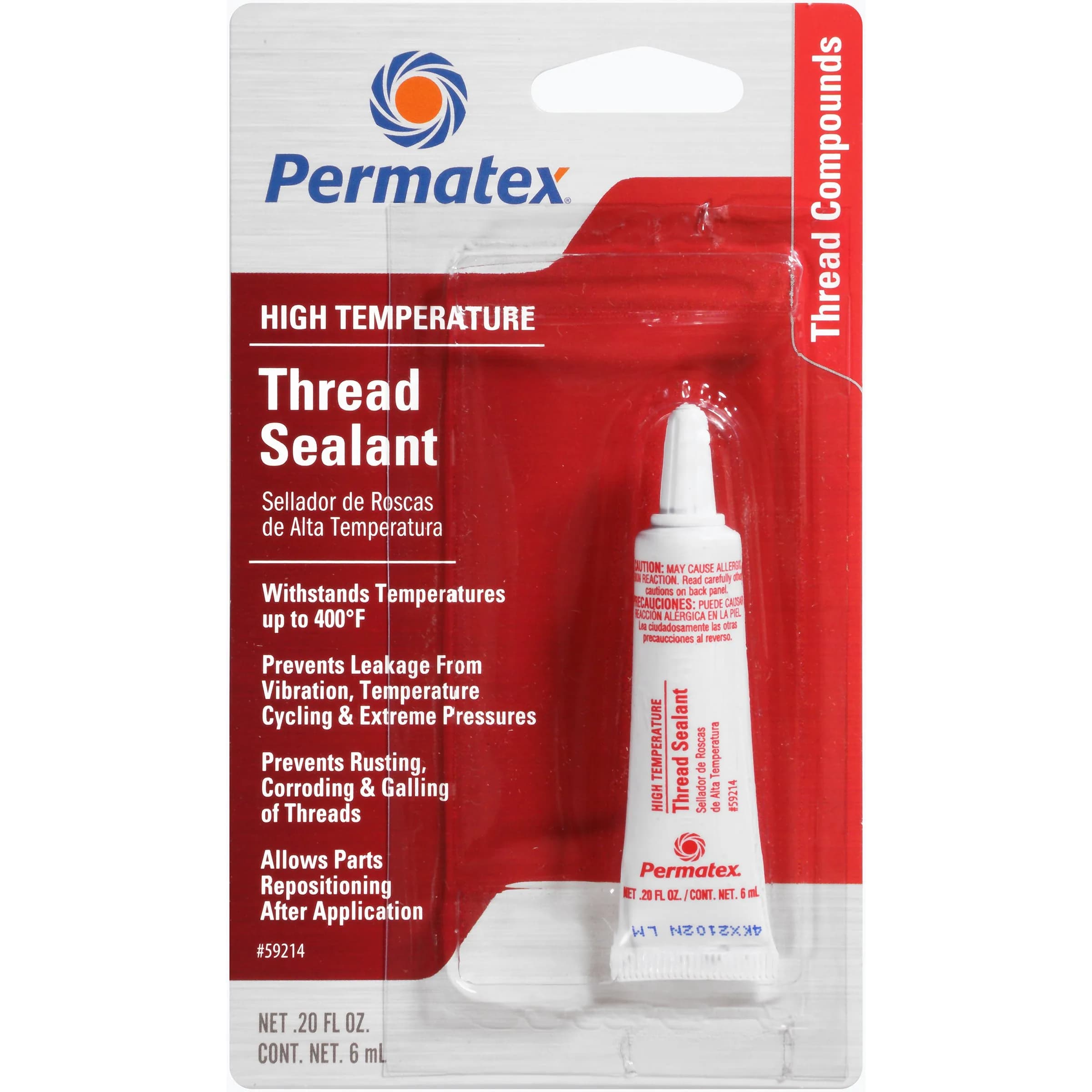 Permatex High Temperature Thread Sealant 50ml (156ml Total) | Resists Leakage & Vibration — 12-Pack