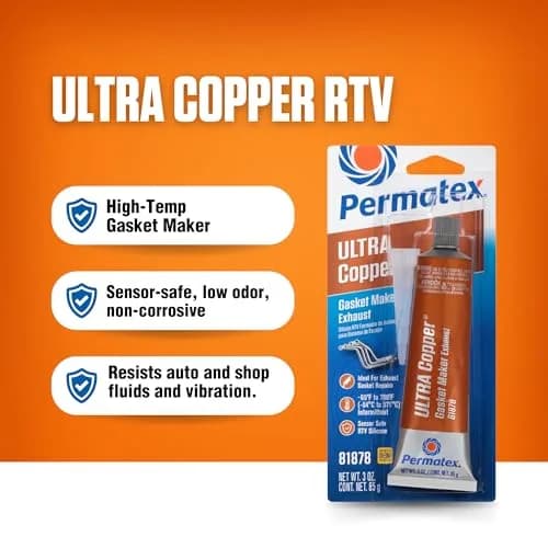 Permatex Ultra Copper Maximum Temperature RTV Silicone Gasket Maker 3 oz (89ml) Tube | High Heat Sealant for Engines thumbnail 3