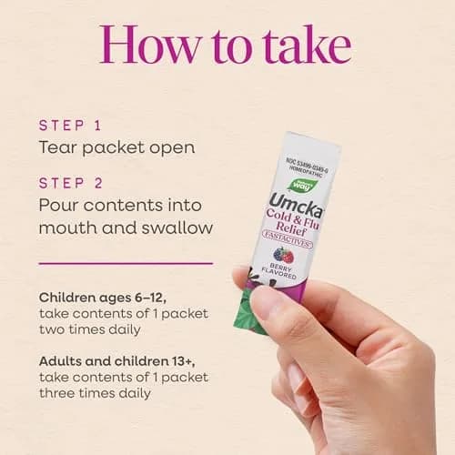 Nature's Way Umcka Cold & Flu Relief FastActives Berry 60 Count (1.8 oz) | Homeopathic Medicine for Cold & Flu Symptoms thumbnail 5