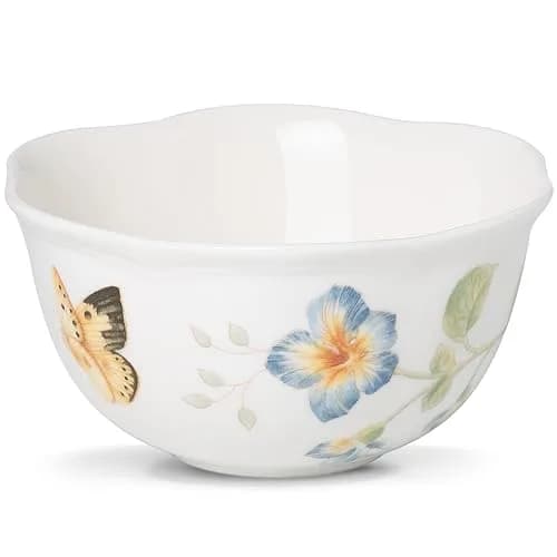 Lenox Butterfly Meadow Dessert Bowl 12 oz (355 ml) | Chip-Resistant Porcelain with Floral & Butterfly Design thumbnail 1