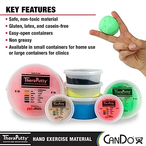 CanDo TheraPutty Standard Hand Exercise Putty 170g (6 oz) Medium Resistance | Strengthens Hands & Improves Motor Skills thumbnail 5