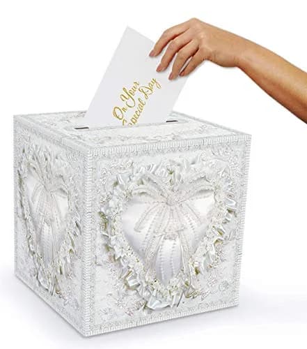 Beistle White Paper Card Box for Weddings & Anniversaries | 30.48cm x 30.48cm (12" x 12") thumbnail 3