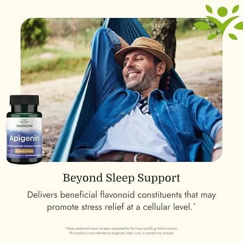 Swanson Apigenin Sleep & Relaxation Supplement 50 mg (90 Capsules) | Natural Support for Stress Response & Cellular Health thumbnail 5