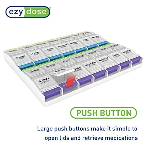 Ezy Dose Weekly Pill Organizer 4x a Day, 7-Day, 2XL | Large Compartments for Meds & Vitamins thumbnail 5