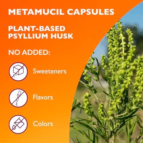 Metamucil Psyllium Husk Fiber Capsules 300 Count | Supports Digestive Health, Heart Health, and Healthy Blood Sugar Levels thumbnail 5
