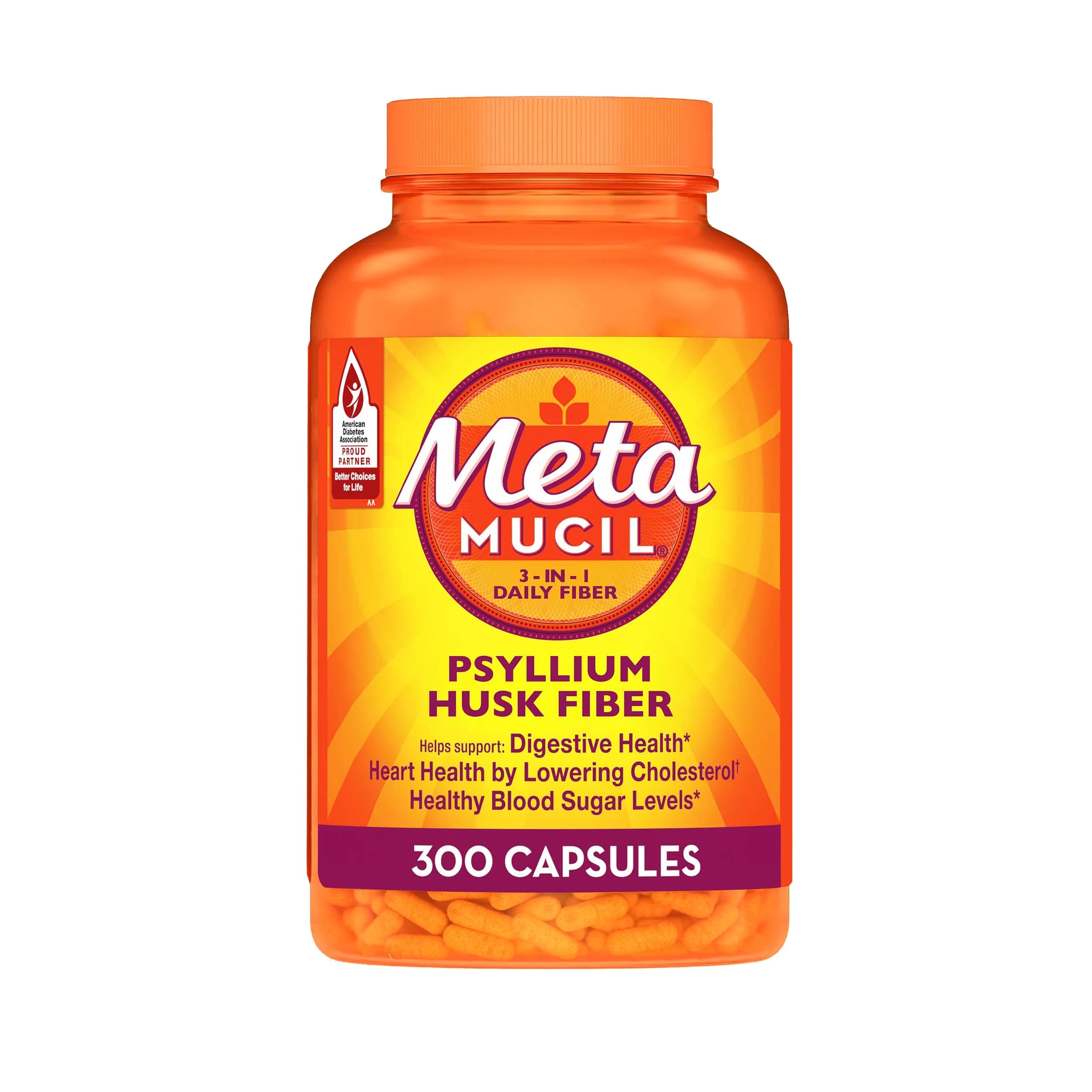 Metamucil Psyllium Husk Fiber Capsules 300 Count | Supports Digestive Health, Heart Health, and Healthy Blood Sugar Levels