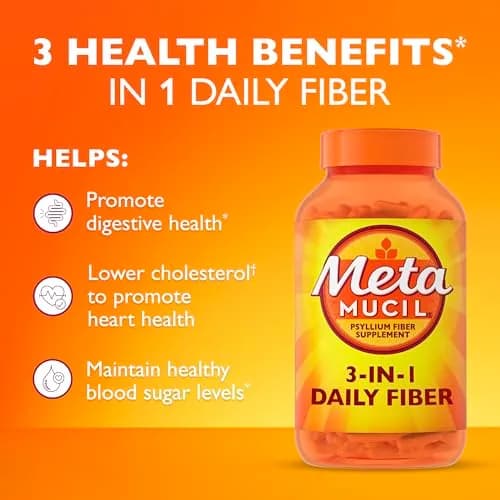 Metamucil Psyllium Husk Fiber Capsules 300 Count | Supports Digestive Health, Heart Health, and Healthy Blood Sugar Levels thumbnail 3