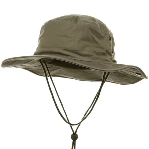 Mega Cap Men's Brushed Cotton Twill Aussie Hat with Side Snaps & Chin Cord, Khaki Brown, Large | UPF 50+ Sun Protection thumbnail 2