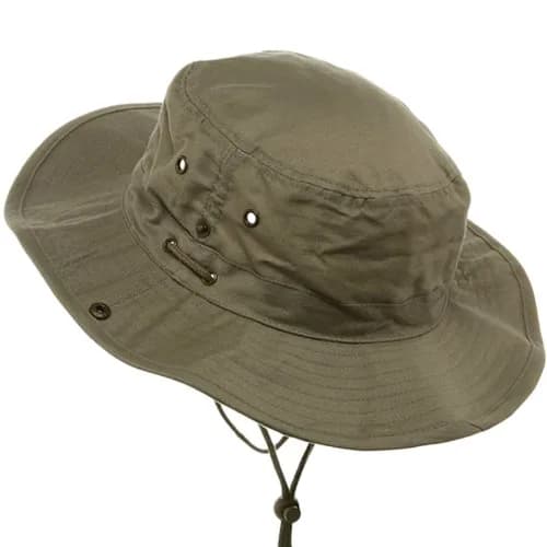Mega Cap Men's Brushed Cotton Twill Aussie Hat with Side Snaps & Chin Cord, Khaki Brown, Large | UPF 50+ Sun Protection thumbnail 3