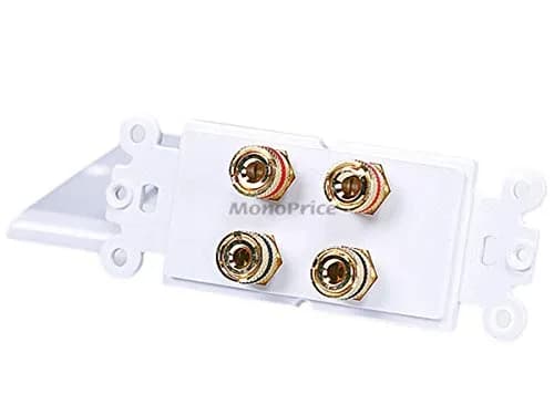 Monoprice High Quality Banana Binding Post Two-Piece Wall Plate for 2 Speakers | Corrosion-Resistant Gold Plated Connectors thumbnail 3