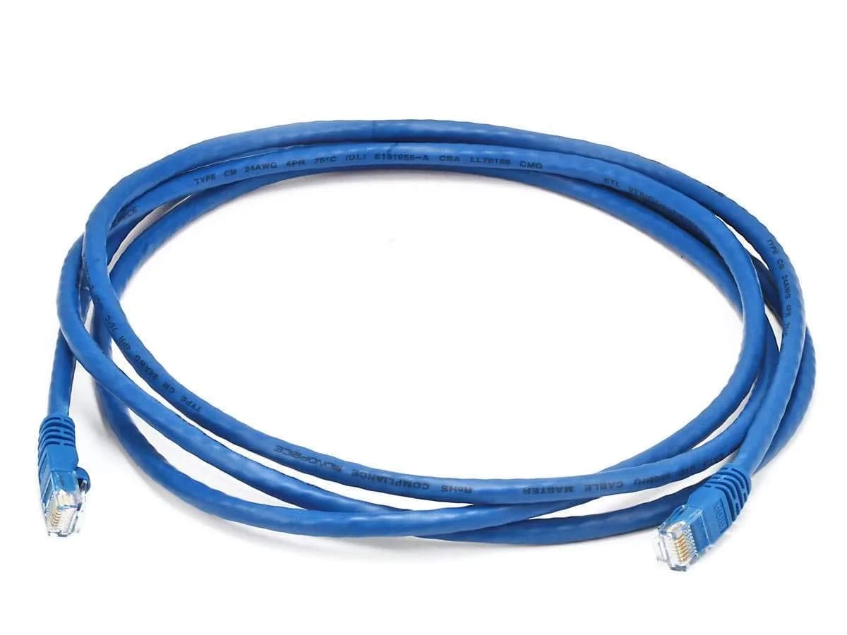 Monoprice 7FT 24AWG Cat6 550MHz UTP Ethernet Bare Copper Network Cable - Blue | 2-Pack, Snagless, Gold Contacts — Blue