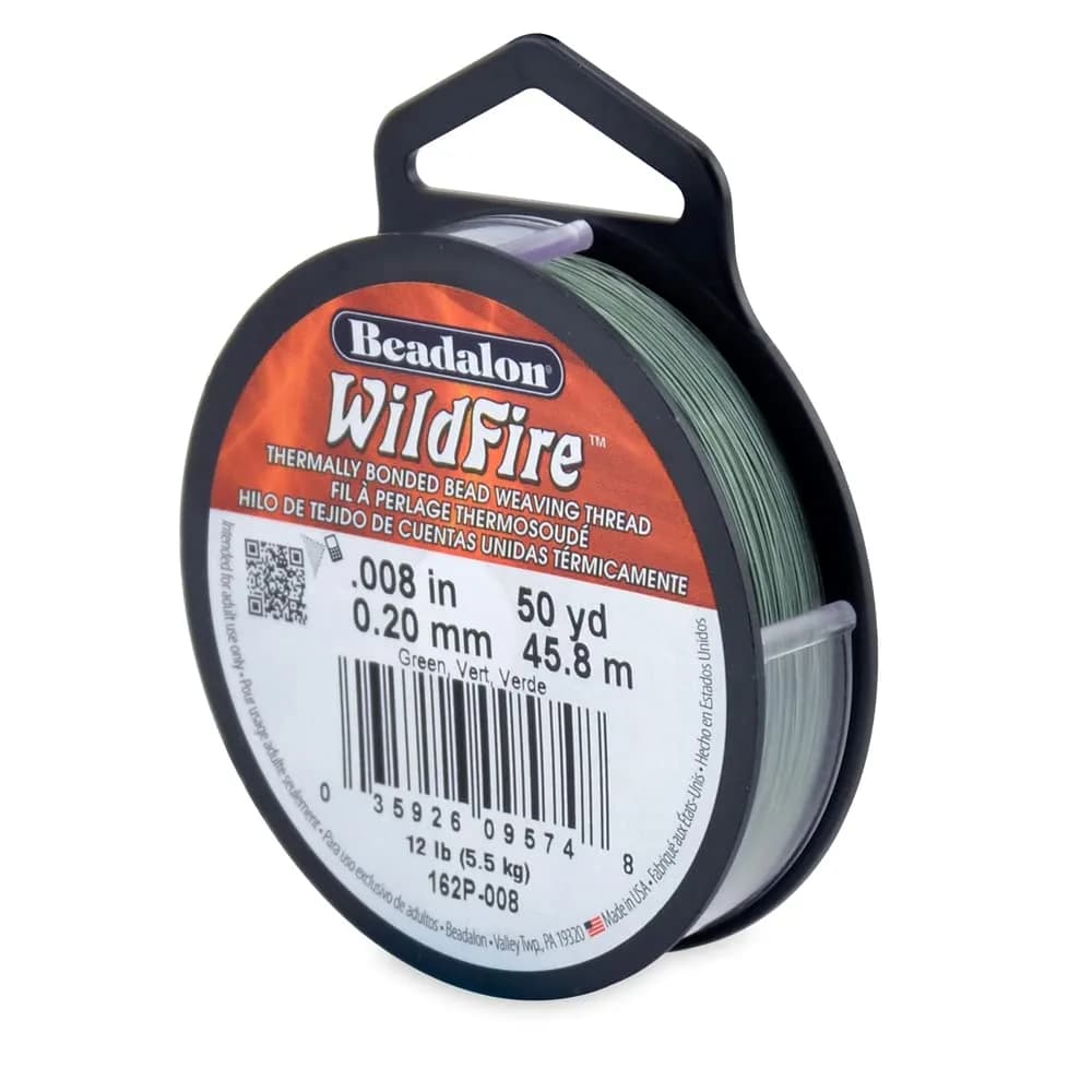 Beadalon Wildfire Beading Thread Jewelry Line 0.15 mm (50 yd / 45.72 m) | 10 lb Break Strength — Green / 0.008 in / 50 yd